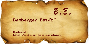 Bamberger Bató névjegykártya